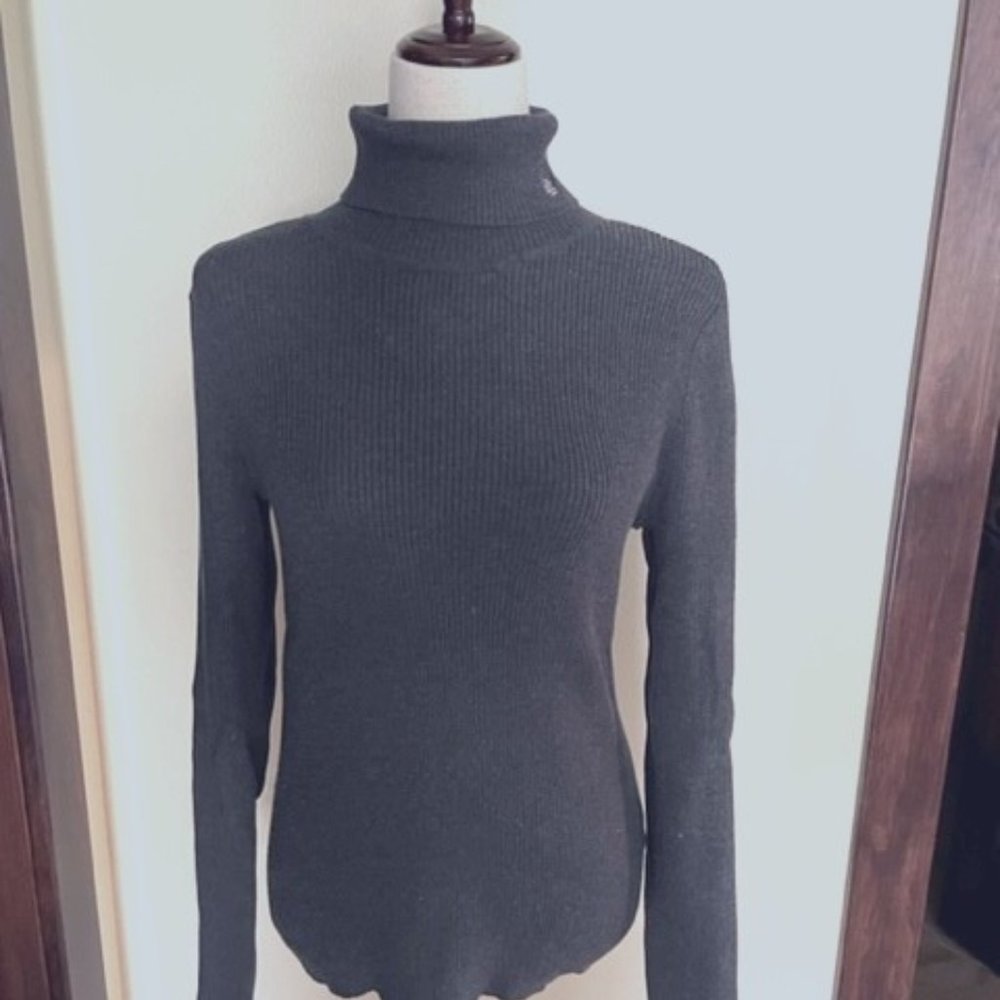 Lauren Ribbed Dark Gray Turtleneck